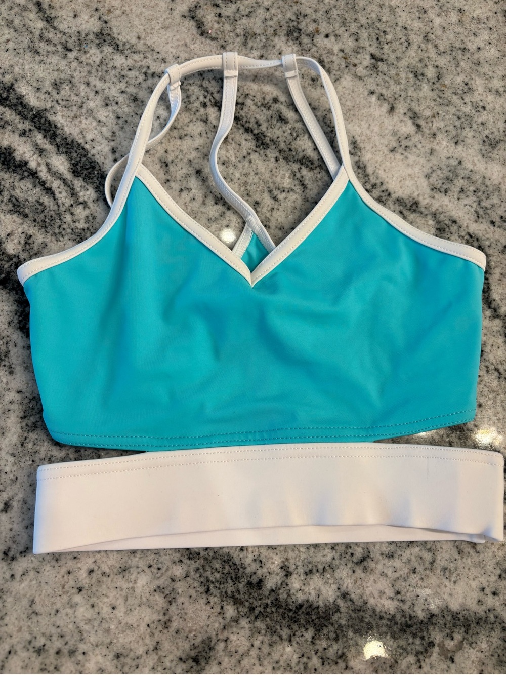 Umi Aqua Blue and White Girls Swim Top